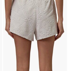 Spiritual Gangster Jacquard Terry White Textured Women Shorts XS NWT
